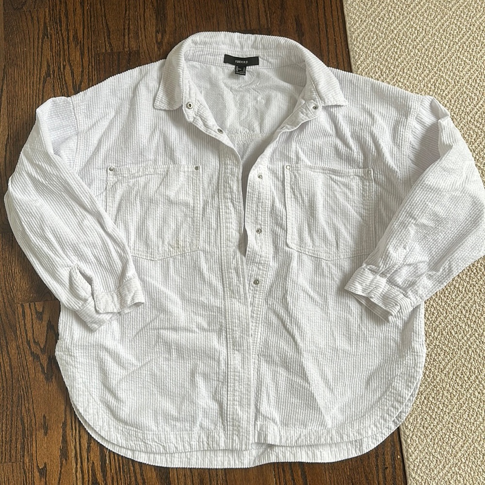 White Corduroy Shacket